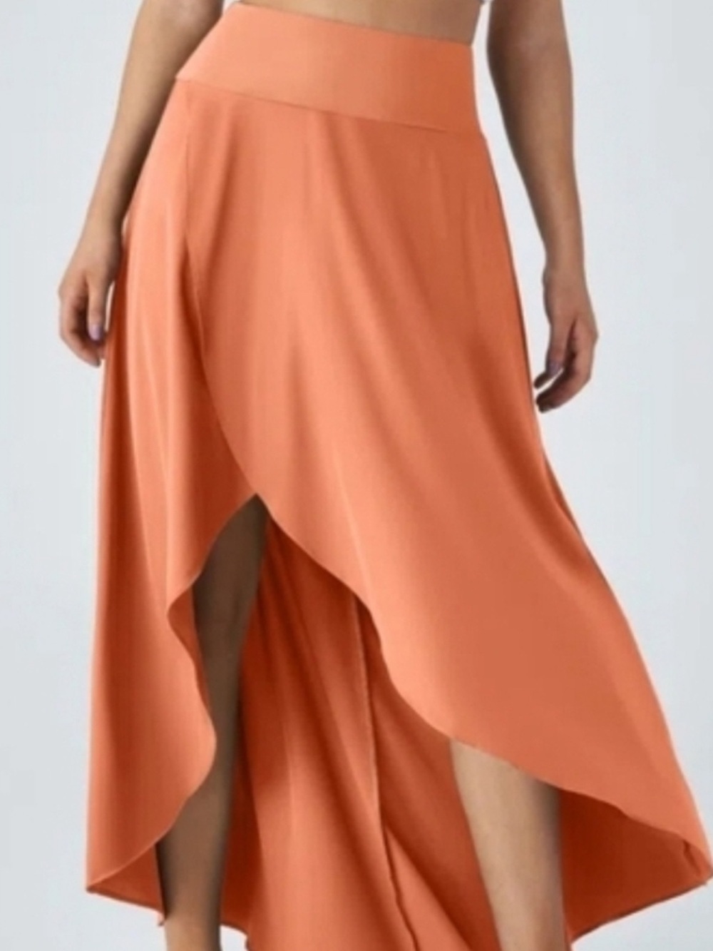 Women's Coral Asymmetrical High-Low Skirt